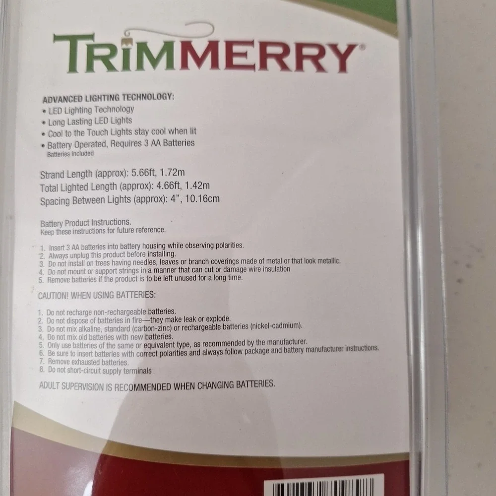 Vintage Trimmery Christmas Multicolor Indoor Miniature Light Set 5 Feet‎ NEW